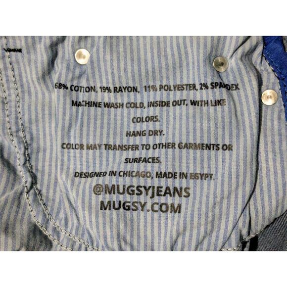 Mugsy Studio Blue Jeans Mens Size 42x30 (38x25) Straight Leg Stretch - Picture 10 of 11